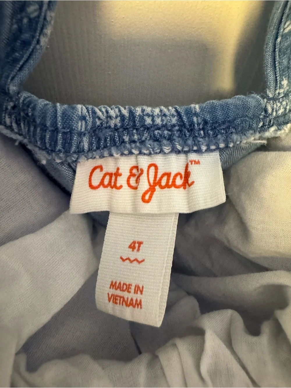 Cat & Jack Denim-Blue Smocked Puff Sleeve Dress